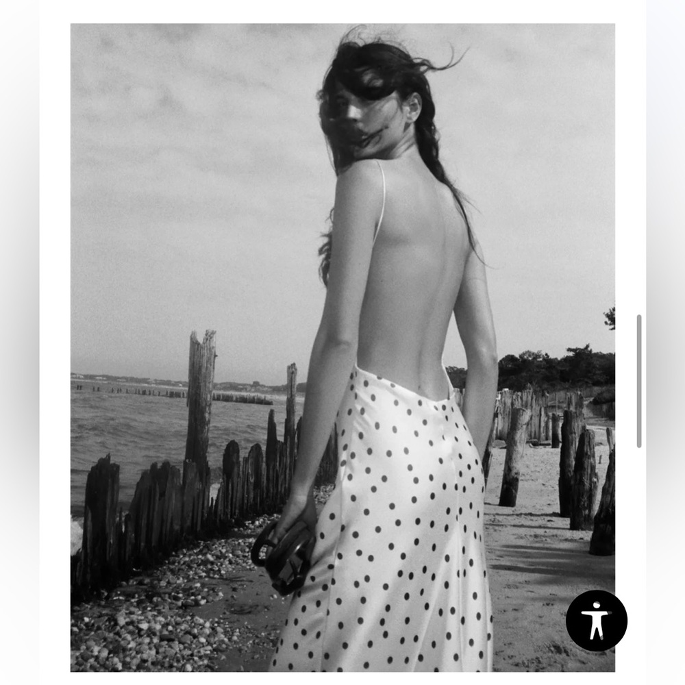 Elegant White Polka Dot Backless Dress